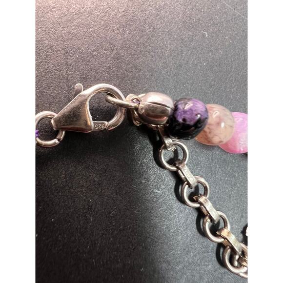 NEW Charoite rondelle beaded 18 inch necklace with 925 clasp - Picture 6 of 11